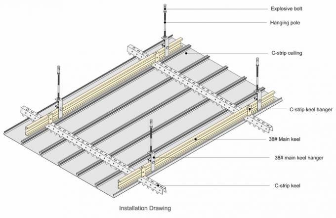 Powder Paint Coated Aluminium Strip Ceiling For Shopping Mall