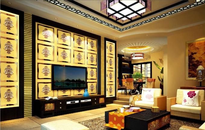 Modern Style Faux Leather MDF Decorative Wall Panels For TV Background