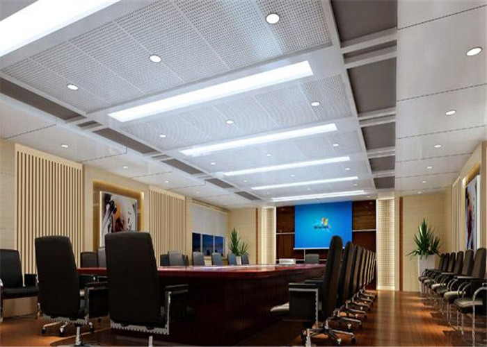 Conference Room Suspended Acoustical 1.1mm Fireproof Ceiling Tiles